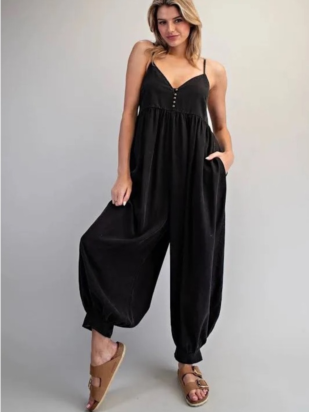 entro Is It Ever Enough Black Jumpsuit M NWT